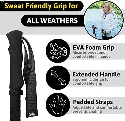  Walking Trekking Poles 7075Aluminum Lightweight Ultra Portable Hiking Sticks for Trekking