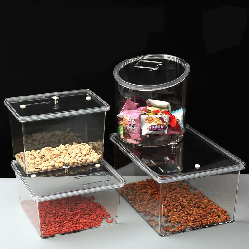 Supermarket food sealed box, bulk dried fruit snack box, food display box, dustproof and moisture-proof, transparent plastic display box