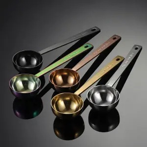 Stainless Steel Silver Welding Measuring Spoon with Handle Titanium Plated Gold Colorful Kitchen Baking Supplies