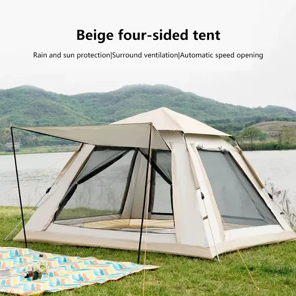 Summer Ventilation on All Sides Quick Opening Tent Collapsible Camping Tent with Mesh Screen Automatic Camping Tent