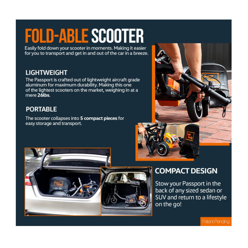 3 wheel folding mobile scooter