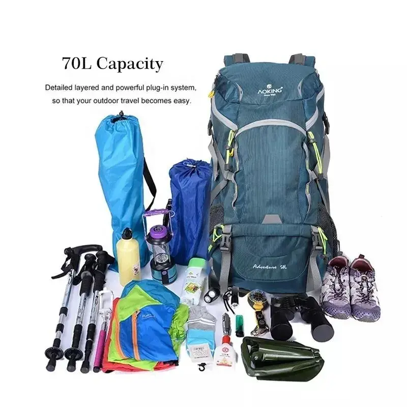 Amazon top selling 70L ultralight foldable mountaineering backpack outdoor hiking bag camping trekking backpack bag