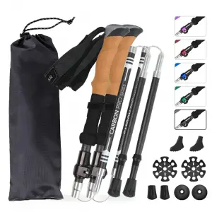 Nordic Alpine Style Foldable 3K Carbon Fiber Trekking Pole For Hiking