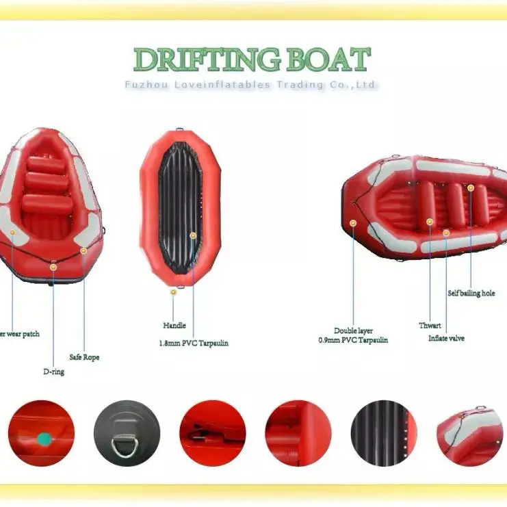 customized High quality inflatable rafting boat white water raft PVC boat
