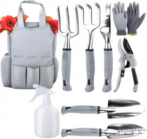 9 Piece Specialty Lady Garden Tool Set Heavy Duty Flower Design Garden Tool Set Gardening Tool With Bag