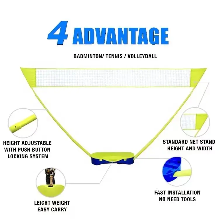 2 in 1 belt net portable badminton set best sell