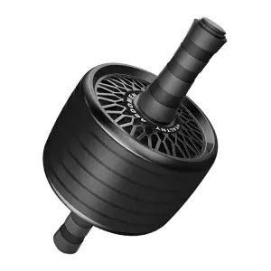 Abdominal exerciser, double wheel, rim roller resistance band