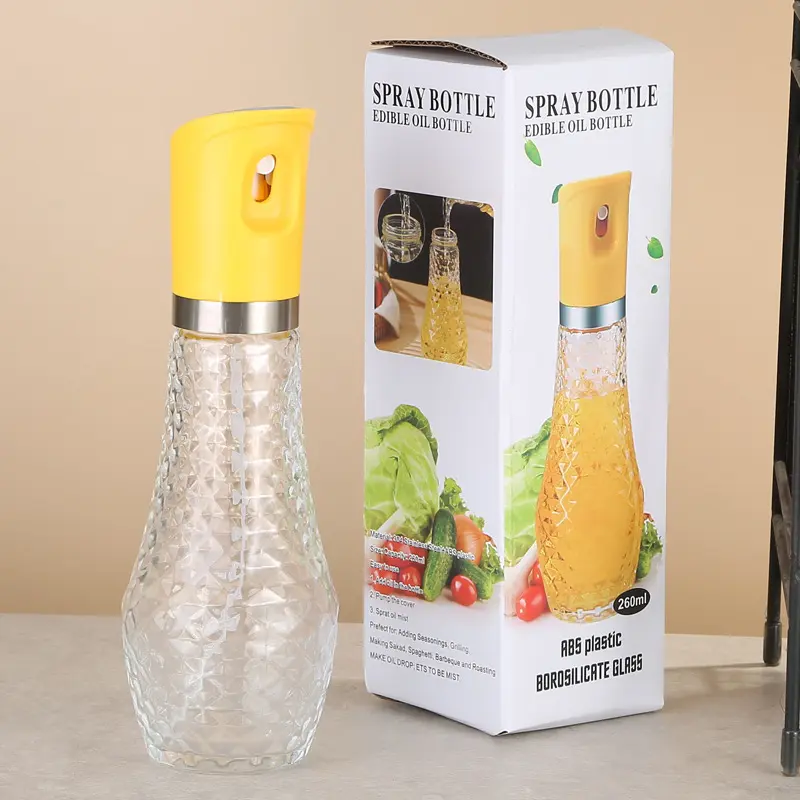 Kitchen supplies: glass oil injection bottle, barbecue oil control bottle, home cooking baking press type atomized oil spray can