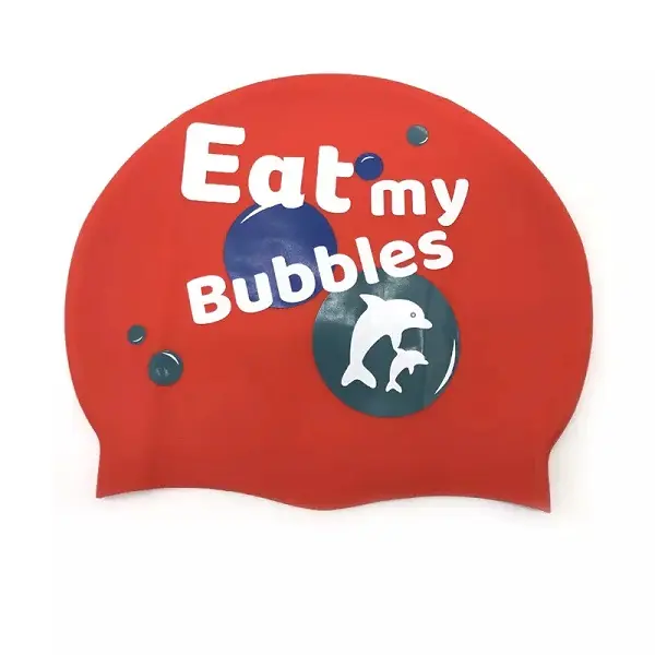 Promotional Gift Colorful Fashion Swim caps Custom Logo Printed Cheap Swimming Cap Silicone Swim Caps for kids adult Featured Image