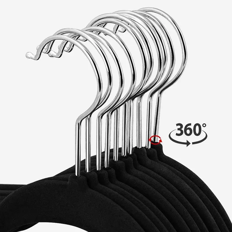 Home supermarket 360 hanger clothes plastic hanger stainless steel closet wardrobe durable velvet clothing hanger