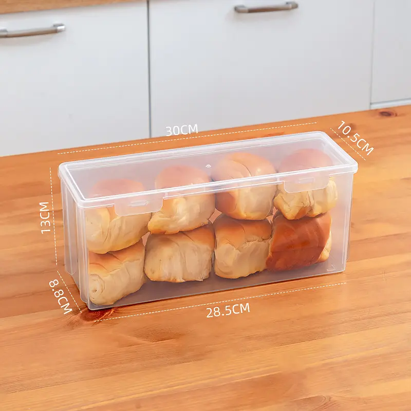 Household crisper box, transparent plastic toast bread storage box for food grade refrigerator, kitchen refrigerator storage box
