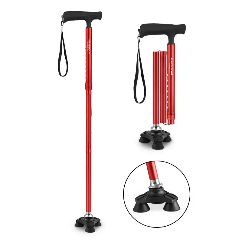 Adjustable Folding Walking Canes 4-Section Aluminum Foldable Walking Sticks for Men Women