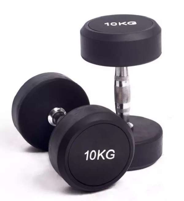 Gym Home Equipment Adjustable Cast Iron Coated Round Rubber Dumbbells Set Weights Lifting Dumbbells