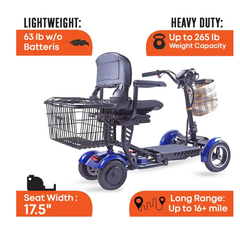 All-terrain 4 wheel foldable mobile scooter