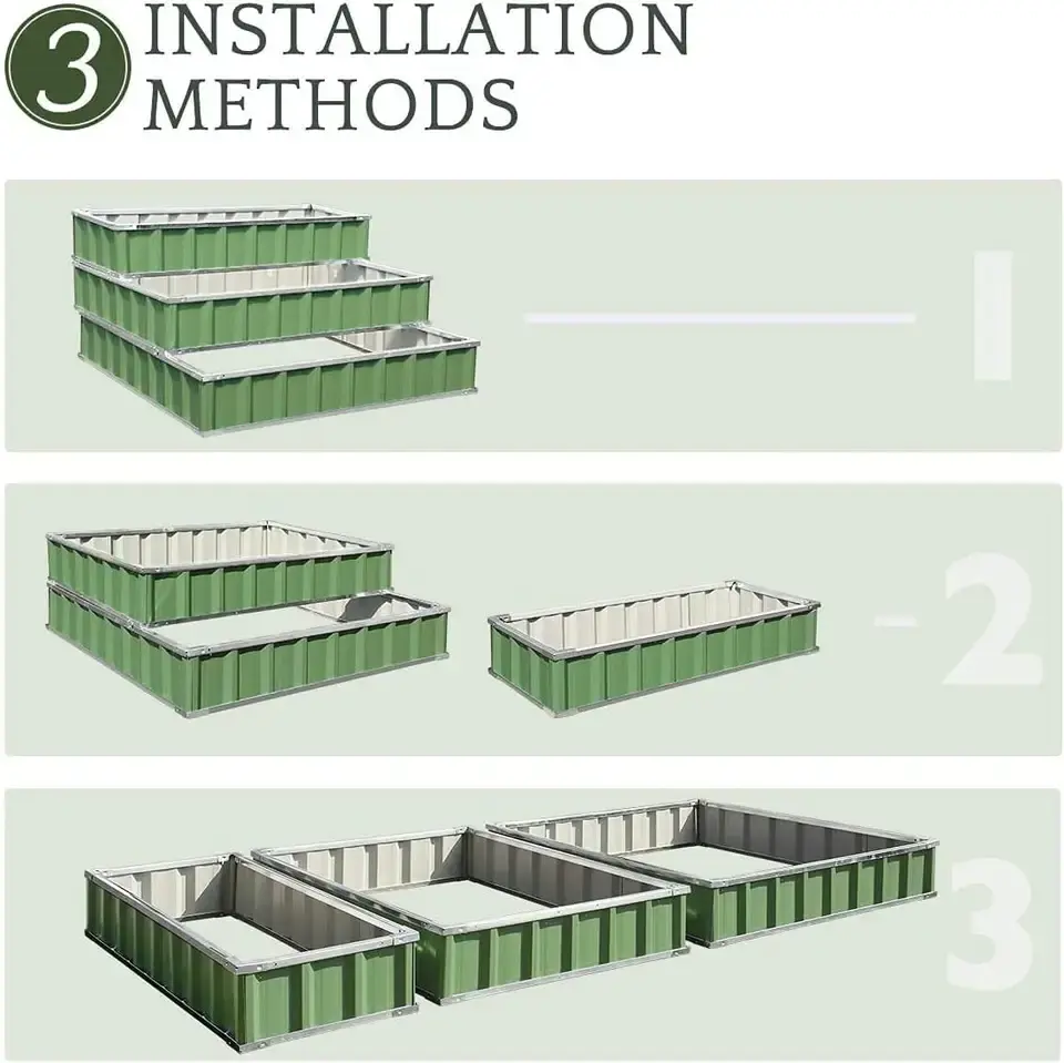 Raised Garden Bed Metal Elevated Planting Box Kit 46.5×46.5×23.6 Inch Outdoor Patio Steel Planter for Vegetables, Flower