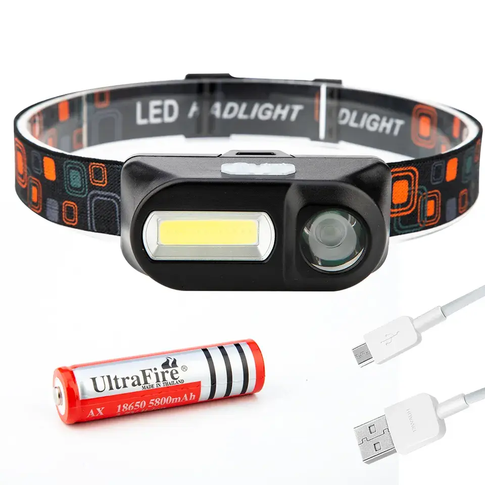 LED headlamp headlight flashlight USB charging